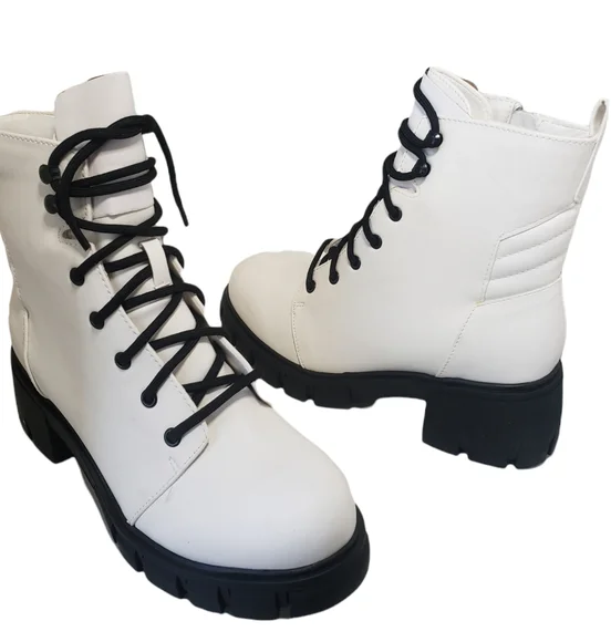 MIA Tauren Faux Leather Combat Boots Women's Size 9 Chassidy White Malta - Picture 10 of 16